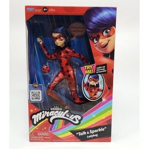 Miraculous Talk & Sparkle Ladybug Deluxe Action Figure, Talking Light Up Earings